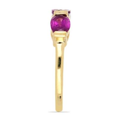 BUY STERLING SILVER GOLD PLATED RHODOLITE GEMSTONE UNIQUE  RING